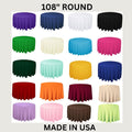 108" ROUND - Polyester Round Poplin Washable Tablecloth - Table Cover Fabric Cloth for Dinning, Kitchen, Party, Holiday. Choose Color