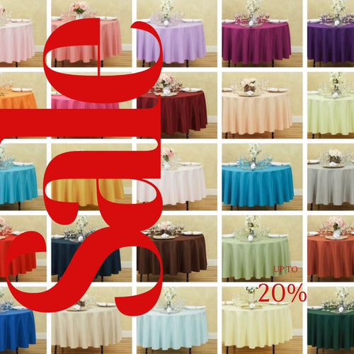 90" ROUND - Polyester Round Poplin Washable Tablecloth - Table Cover Fabric Cloth for Dinning, Kitchen, Party, Holiday. Choose Color