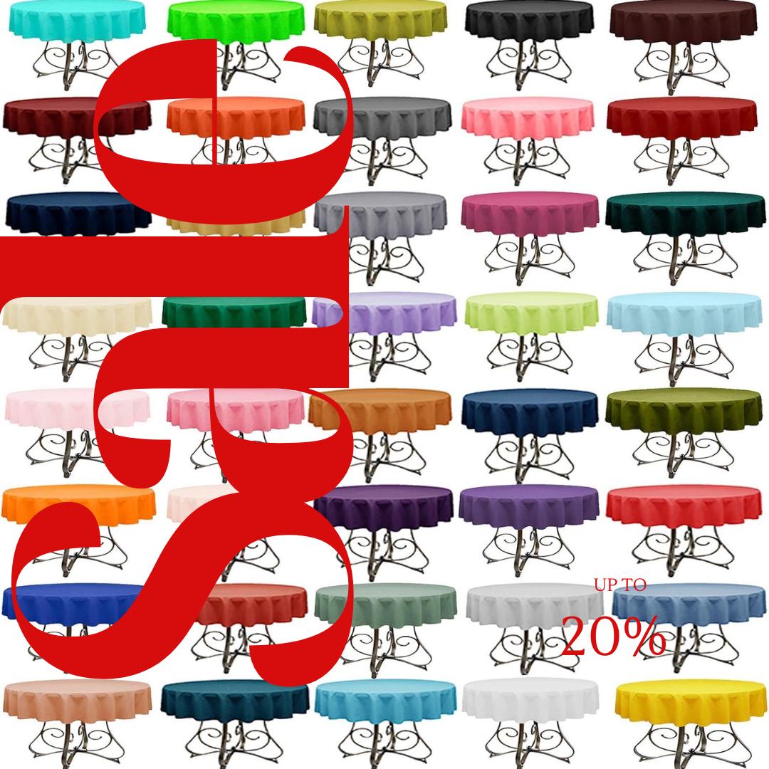 58" ROUND - Polyester Poplin Washable Round Tablecloth - Table Cover Fabric Table Cloth for Dinning, Kitchen, Party, Holiday. Choose Color