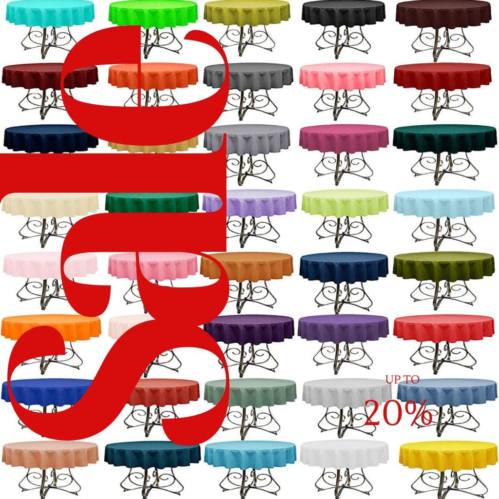 45" ROUND - Polyester Poplin Washable Round Tablecloth - Table Cover Fabric Table Cloth for Dinning, Kitchen, Party, Holiday. Choose Color