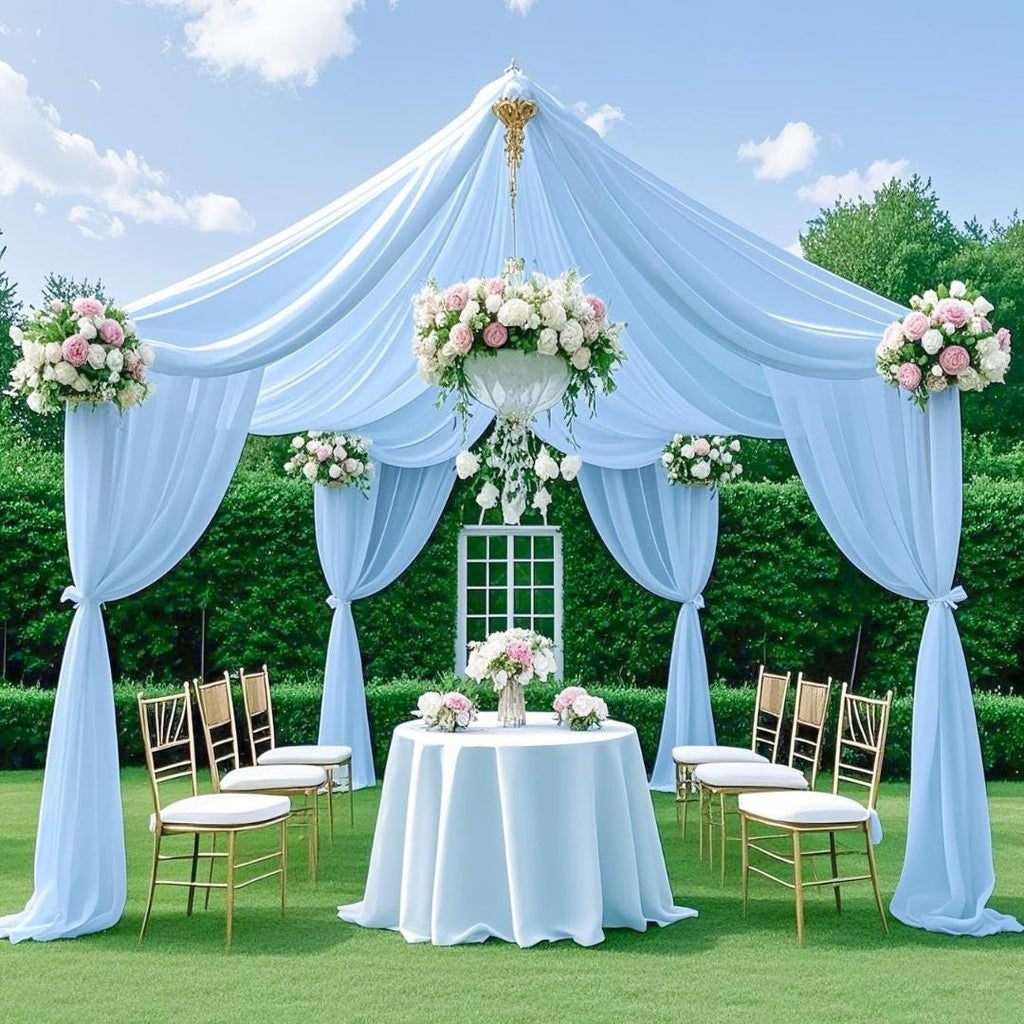 LT BLUE - 5' x 21 Ft Ceiling Drapes for Wedding Parties, Wrinkle Free Interlock Canopy Tent Draping Ceiling Curtains Arch Drapery for Events