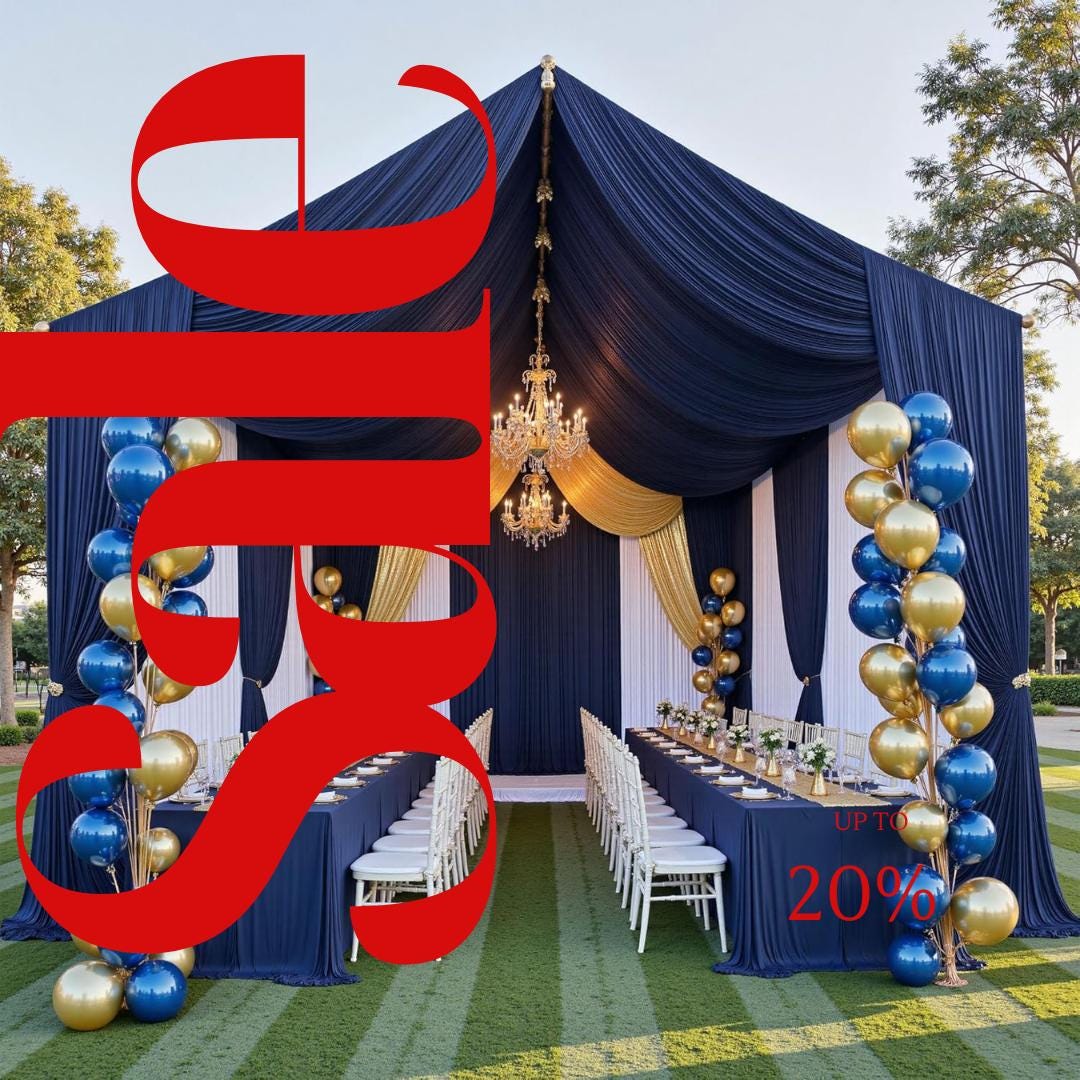 NAVY - 5' x 21 Ft Ceiling Drapes for Wedding Parties, Wrinkle Free Interlock Canopy Tent Draping Ceiling Curtains Arch Drapery for Events