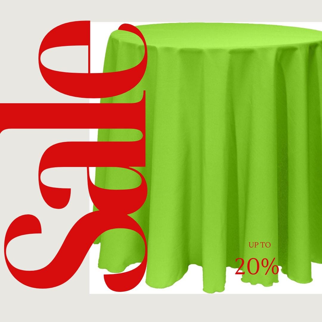 Cocktail Table Cover - Bar Height Table: 30" to 36" Round Diameter Table -  Fabric Table Cloth Party Decor - LIME