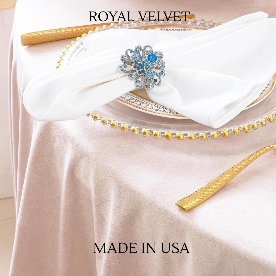 Royal Velvet Tablecloth - BLUSH -  Luxurious Round Table Cover  for Weddings, Parties, Baby Showers and Events. Choose Size Below