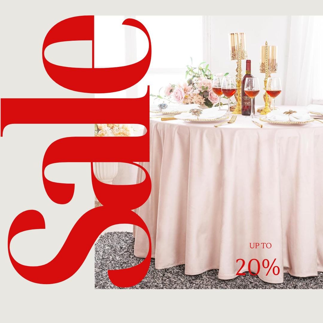 Royal Velvet Tablecloth - BLUSH -  Luxurious Round Table Cover  for Weddings, Parties, Baby Showers and Events. Choose Size Below