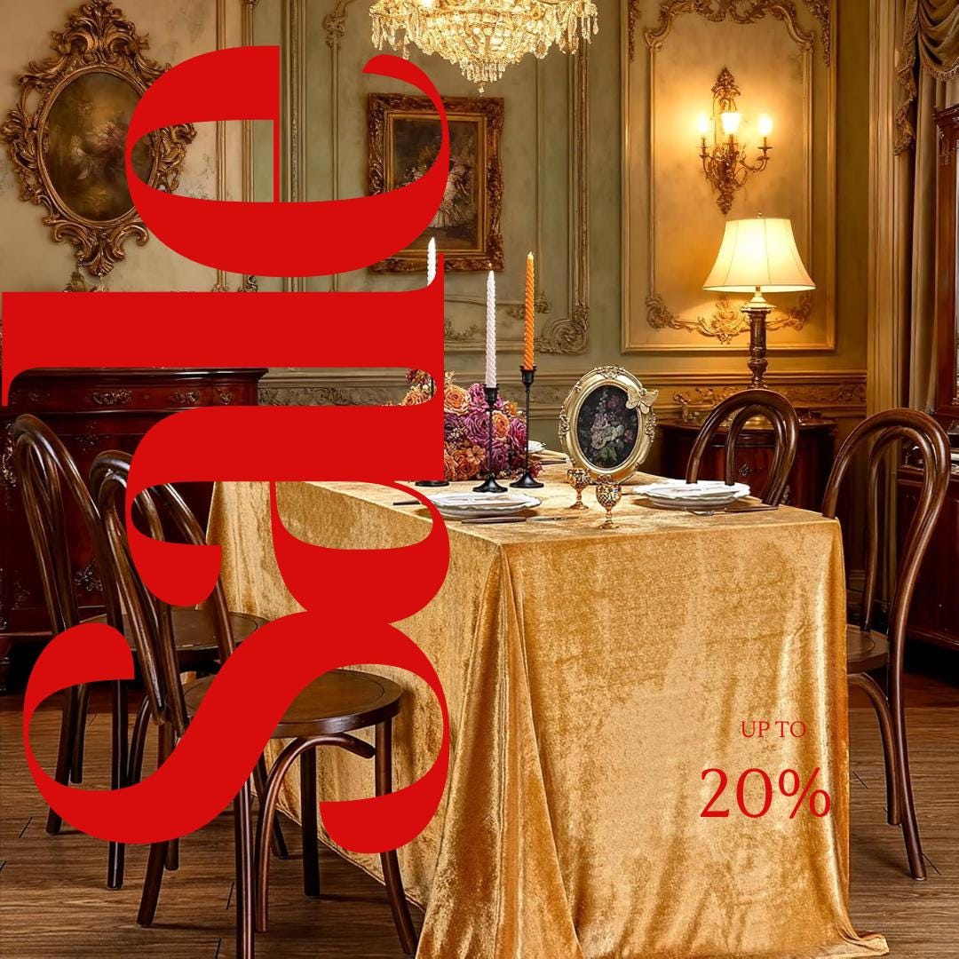 Royal Velvet Tablecloth - GOLD - Luxurious Rectangular Table Cover for Weddings, Parties, Baby Showers and Events. Choose Size Below