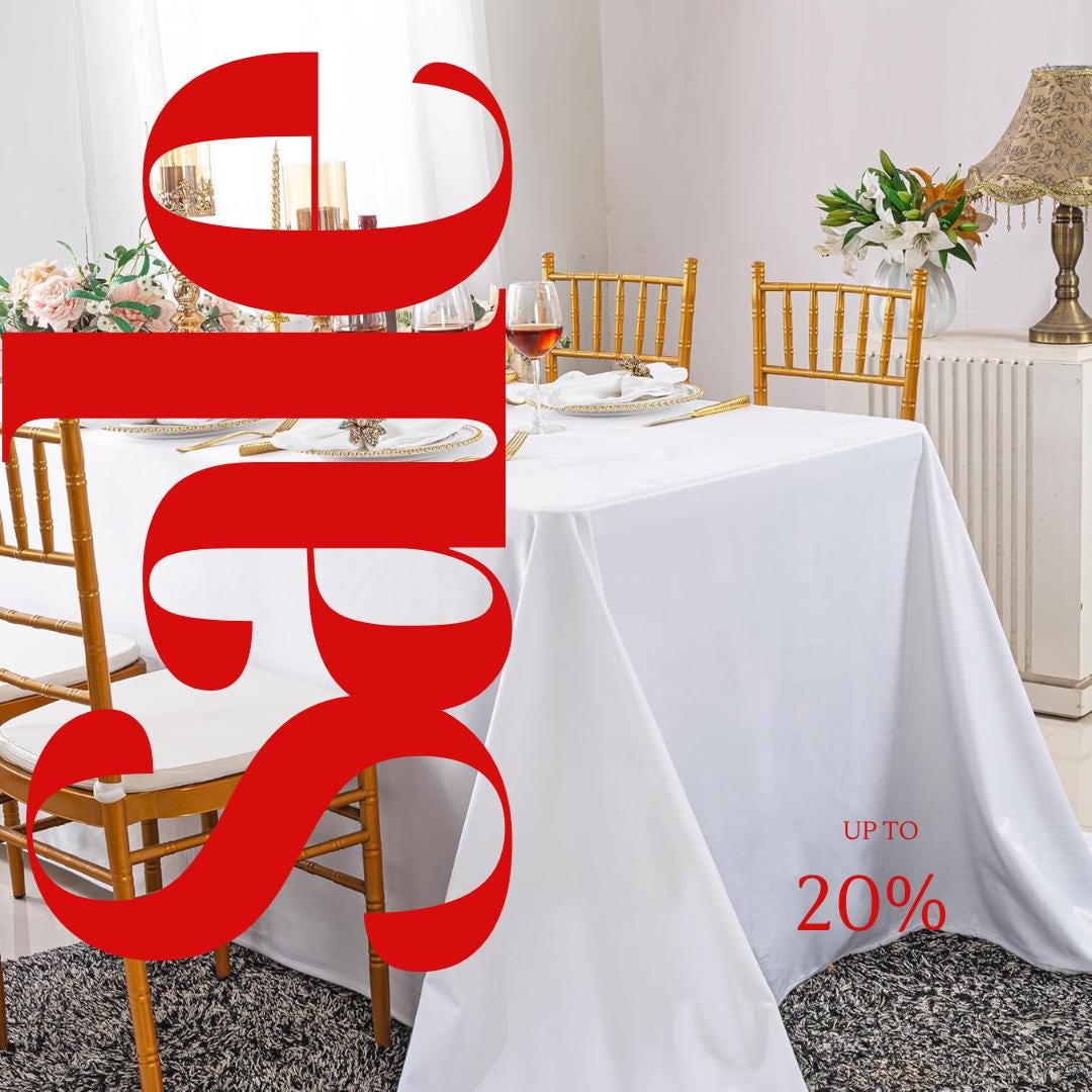 Royal Velvet Tablecloth - WHITE - Luxurious Rectangular Table Cover for Weddings, Parties, Baby Showers and Events. Choose Size Below
