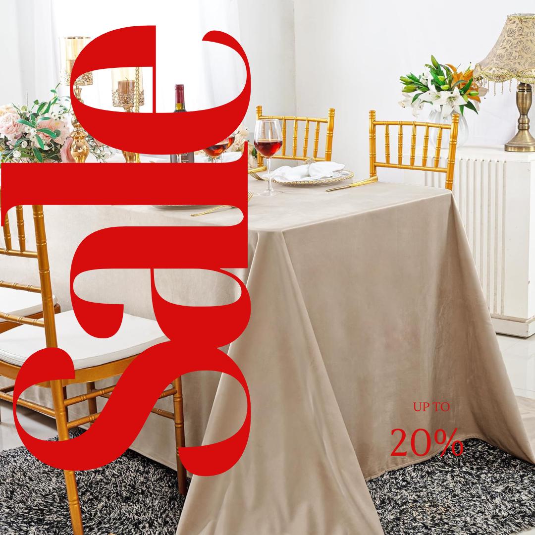 Royal Velvet Tablecloth - CHAMPAGNE - Luxurious Rectangular Table Cover for Weddings, Parties, Baby Showers and Events. Choose Size Below