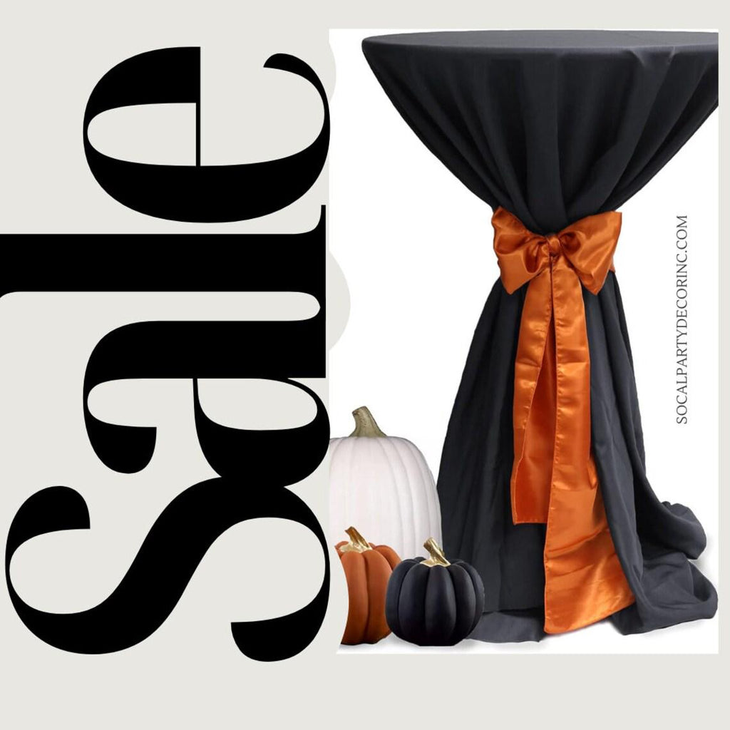 Cocktail Table Cover - Bar Height Table: 30" to 36" Round Diameter Table -  Fabric Table Cloth Party Decor - BLACK