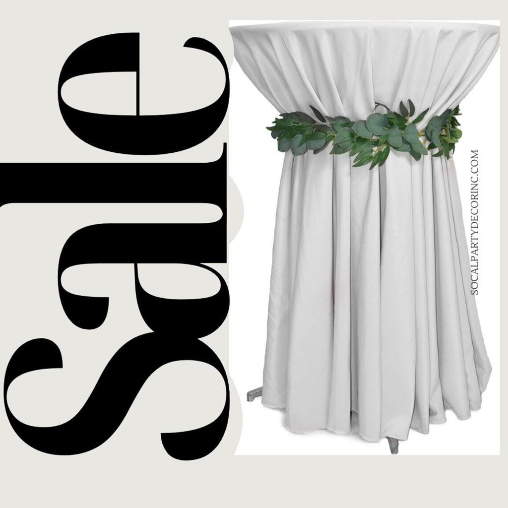 Cocktail Table Cover - Bar Height Table: 30" to 36" Round Diameter Table -  Fabric Table Cloth Party Decor - WHITE