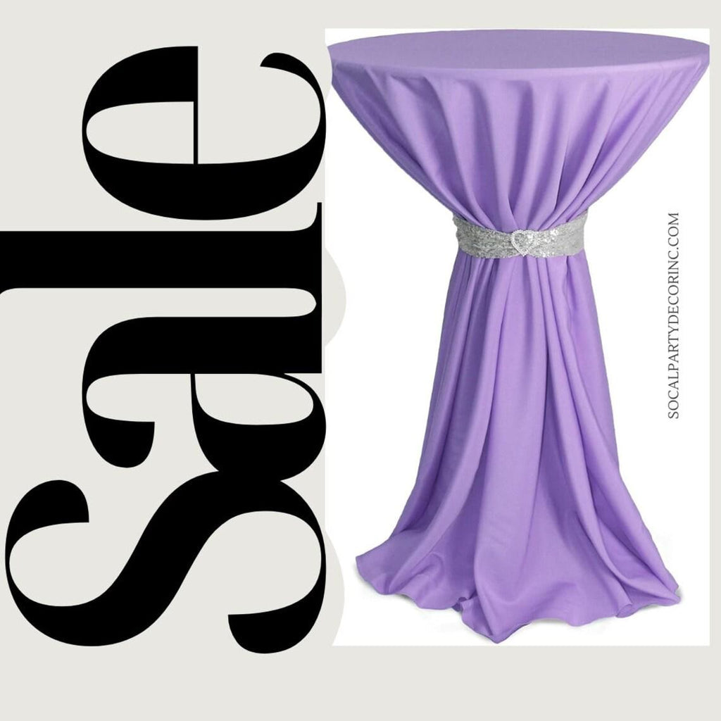 Cocktail Table Cover - Bar Height Table: 30" to 36" Round Diameter Table -  Fabric Table Cloth Party Decor - LAVENDER