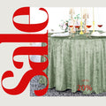 Crushed Velvet Tablecloth - DK SAGE -  Luxurious Round Table Cover  for Weddings, Parties, Baby Showers and Events. Choose Size Below