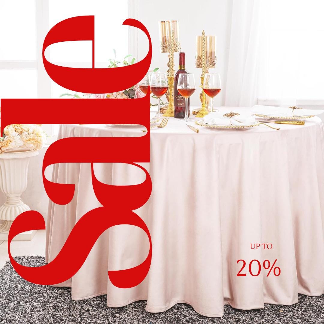 Royal Velvet Tablecloth - BLUSH -  Luxurious Round Table Cover  for Weddings, Parties, Baby Showers and Events. Choose Size Below