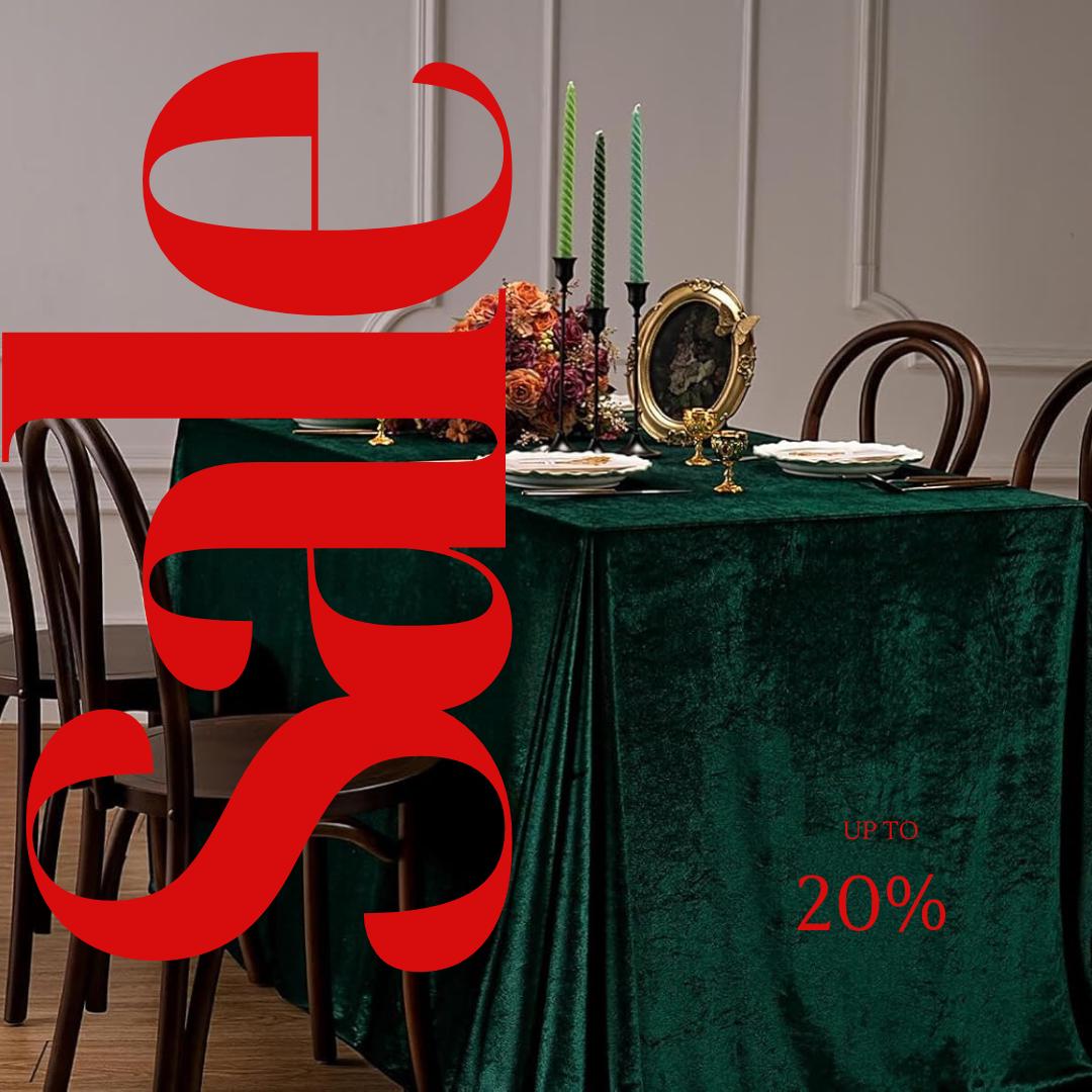 Royal Velvet Tablecloth - EMERALD - Luxurious Rectangular Table Cover for Weddings, Parties, Baby Showers and Events. Choose Size Below