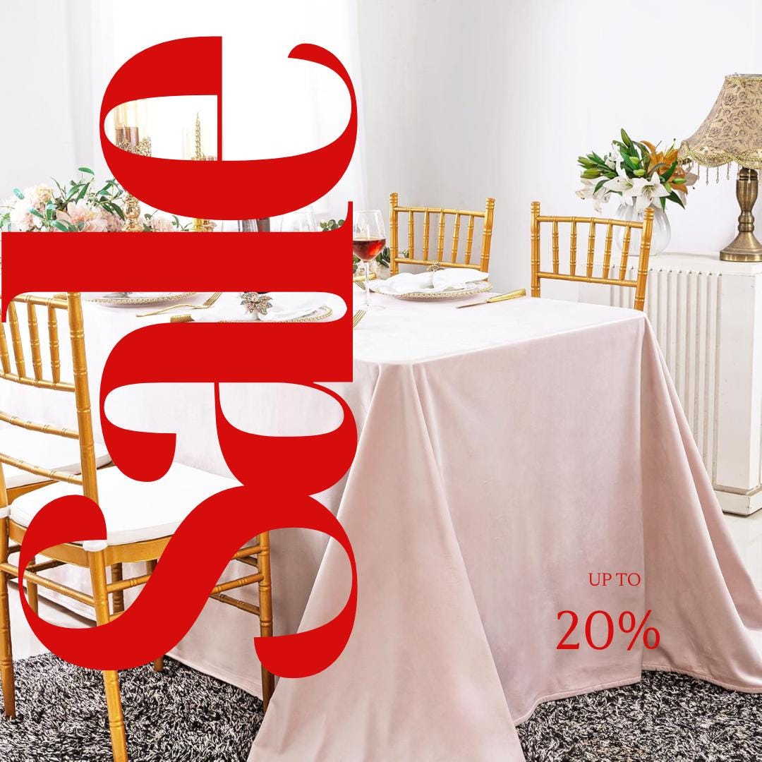 Royal Velvet Tablecloth - BLUSH - Luxurious Rectangular Table Cover for Weddings, Parties, Baby Showers and Events. Choose Size Below